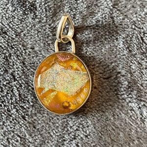 Dichroic Glass Pendant in Yellow